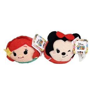 NEW Disney Tsum Tsum Lot Petite Ariel & Minnie Mouse Plush Set NWT Just Play